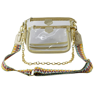 See Thru Clear 2-in-1 Crossbody Bag with Guitar Strap